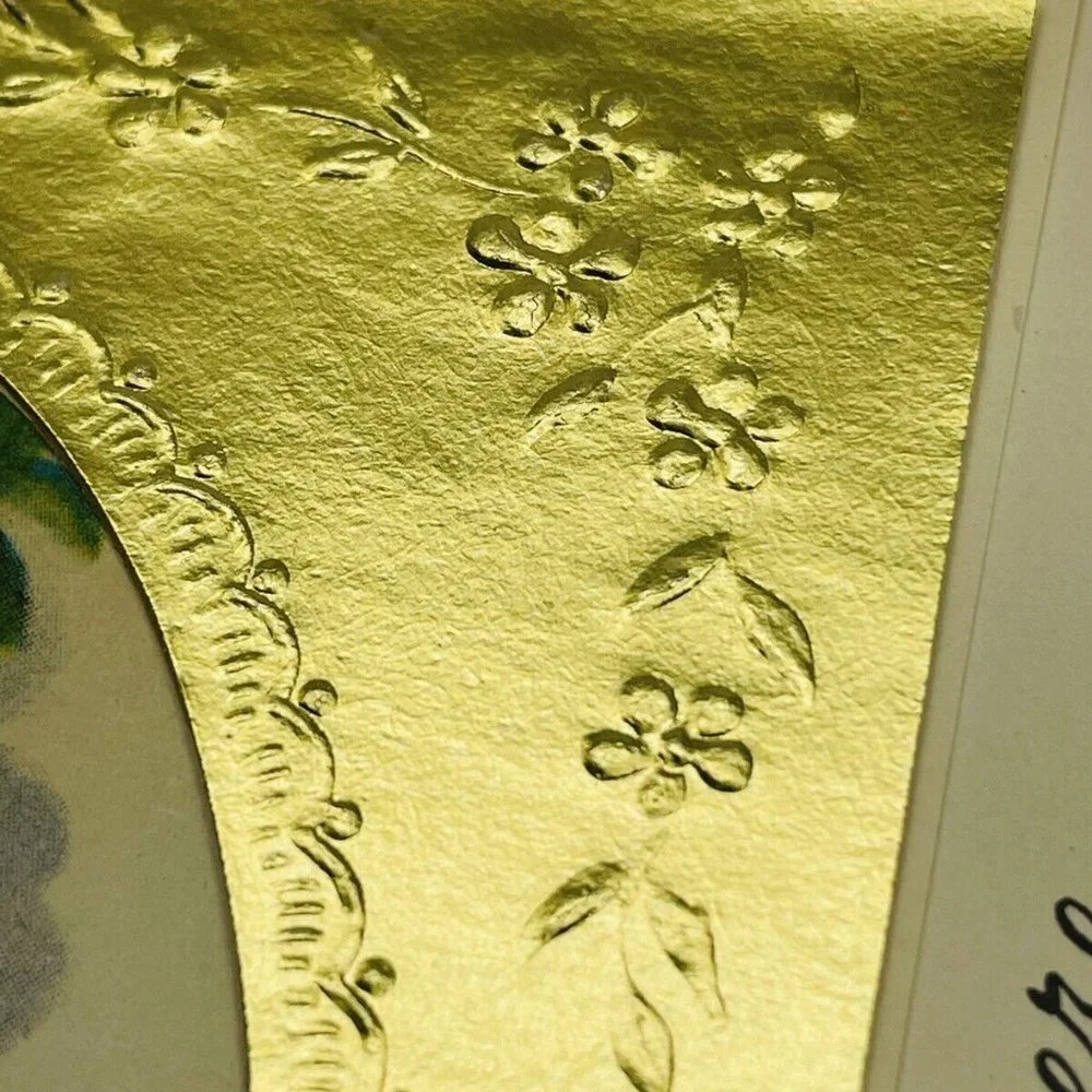 Vintage UNUSED Belated Birthday Poppy Die-Cut Embossed Artistic Greeting Card